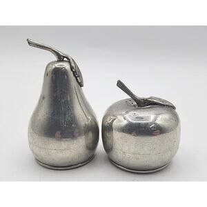 Vintage WEB Pewter Pear and Apple Salt and Pepper Shakers PB192